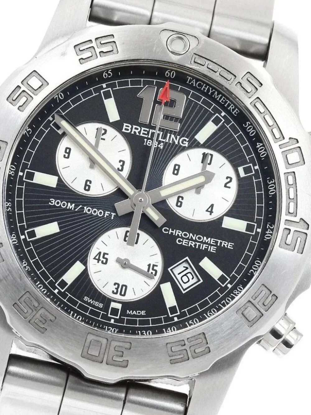 BREITLING Colt A73387 Chronograph Black / Silver Dial Quartz Men's Watch_964214